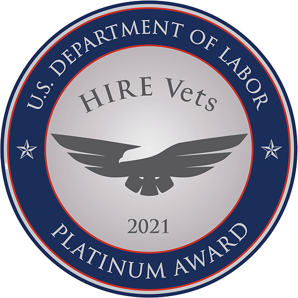 us department of labor, hire vets platinum award 2021